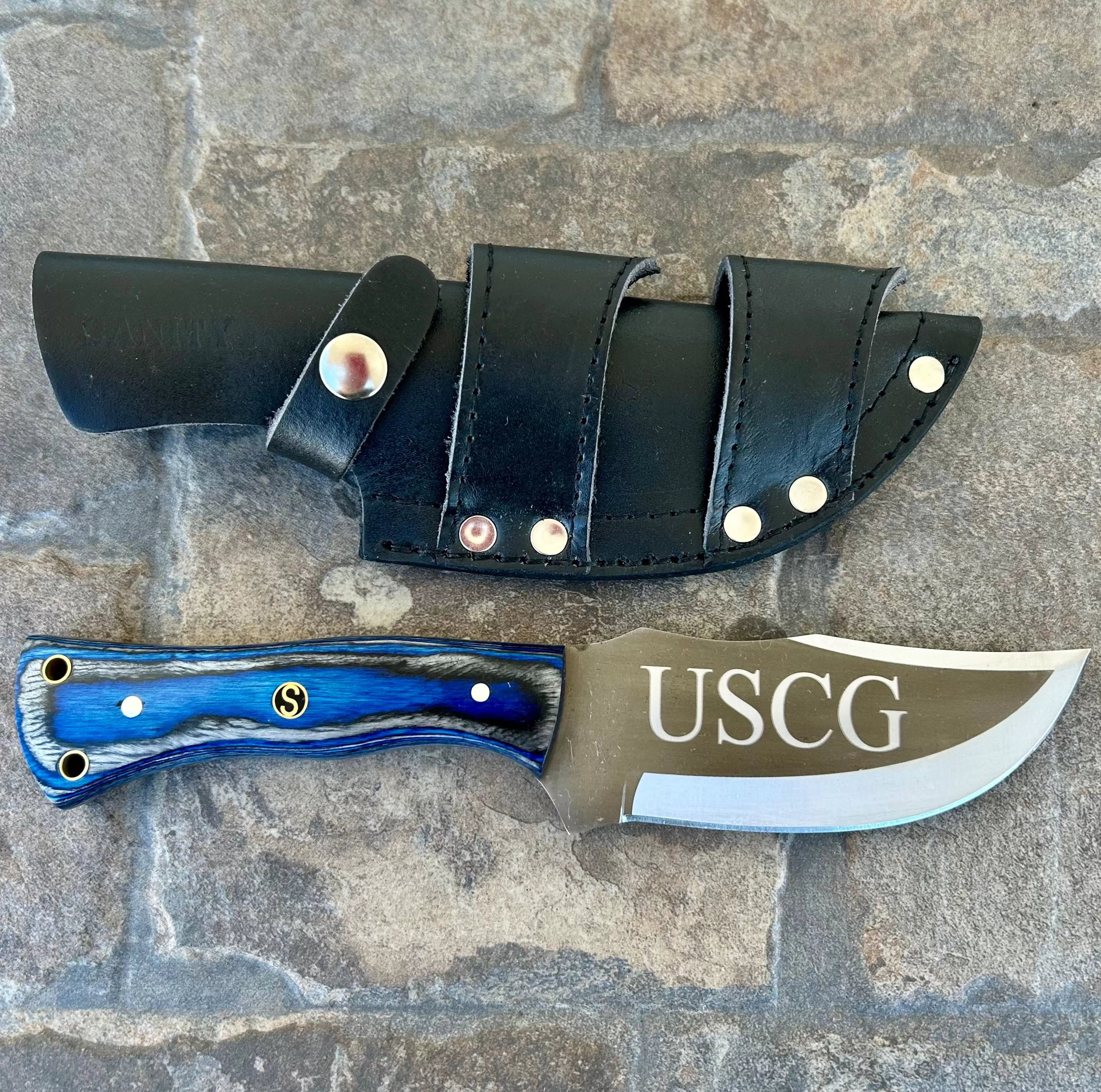 10” Rough Rider Series - USCG - Blue Wood - D2 Steel - Horizontal & Vertical Carry - CUS43