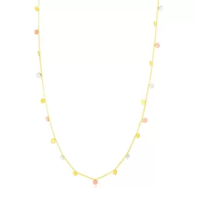 14K Tri Color Necklace with Dangling Circles