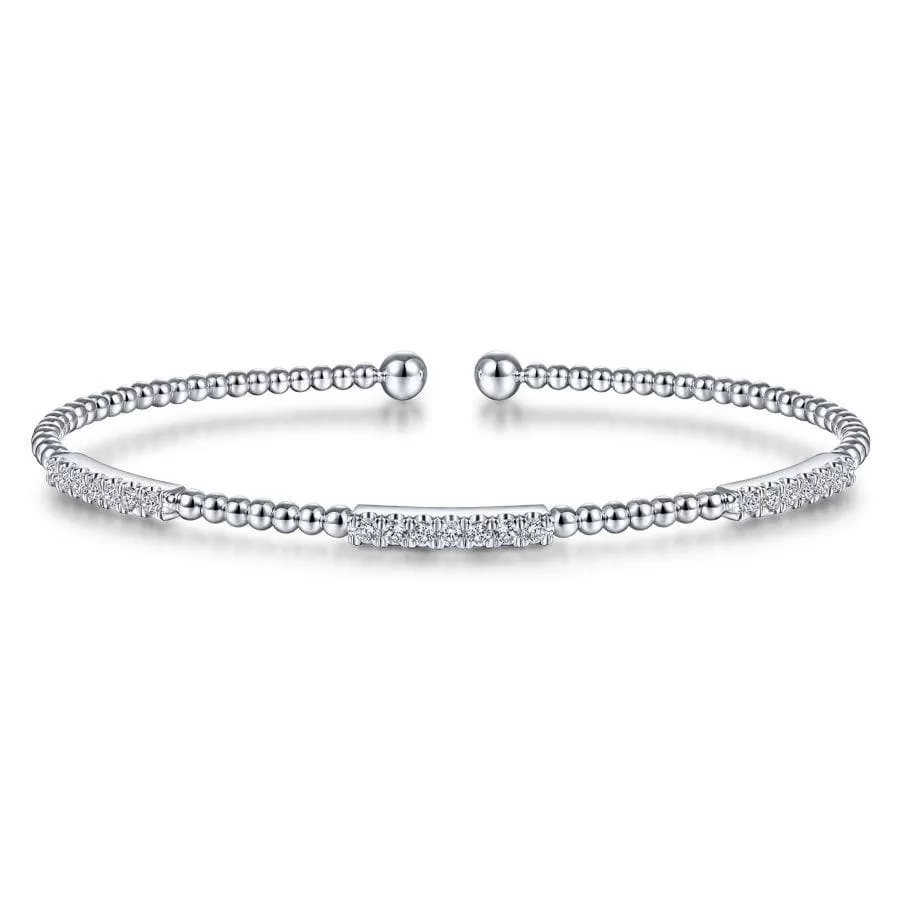 14k White Gold Diamond Bangle Bracelet