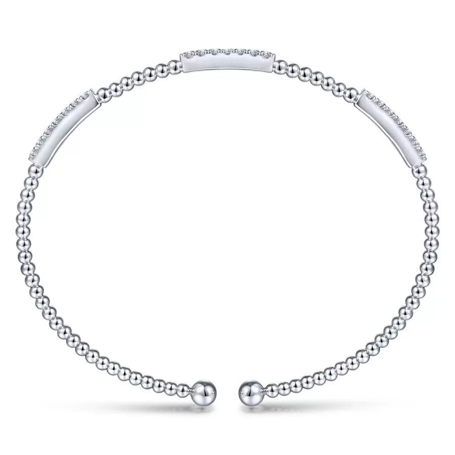 14k White Gold Diamond Bangle Bracelet