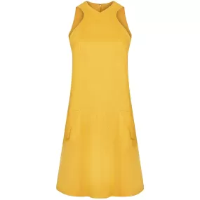 1960s Geoffrey Beene Mustard Yellow Linen Mod Dress