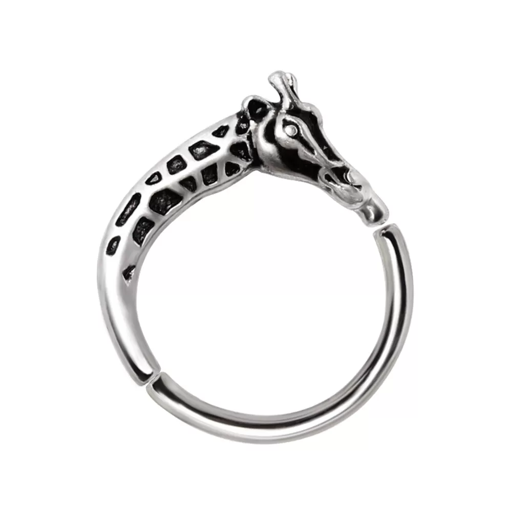 316L Stainless Steel Giraffe Silver Plated Seamless Ring / Cartilage Earring