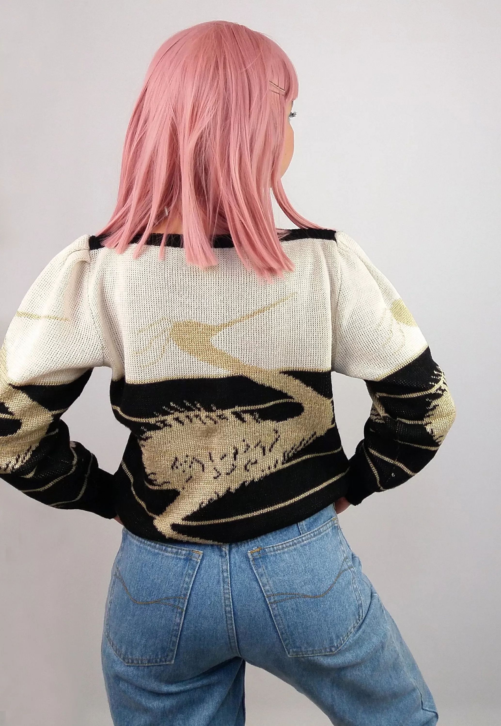 80's Gold Thread Bird Sweater