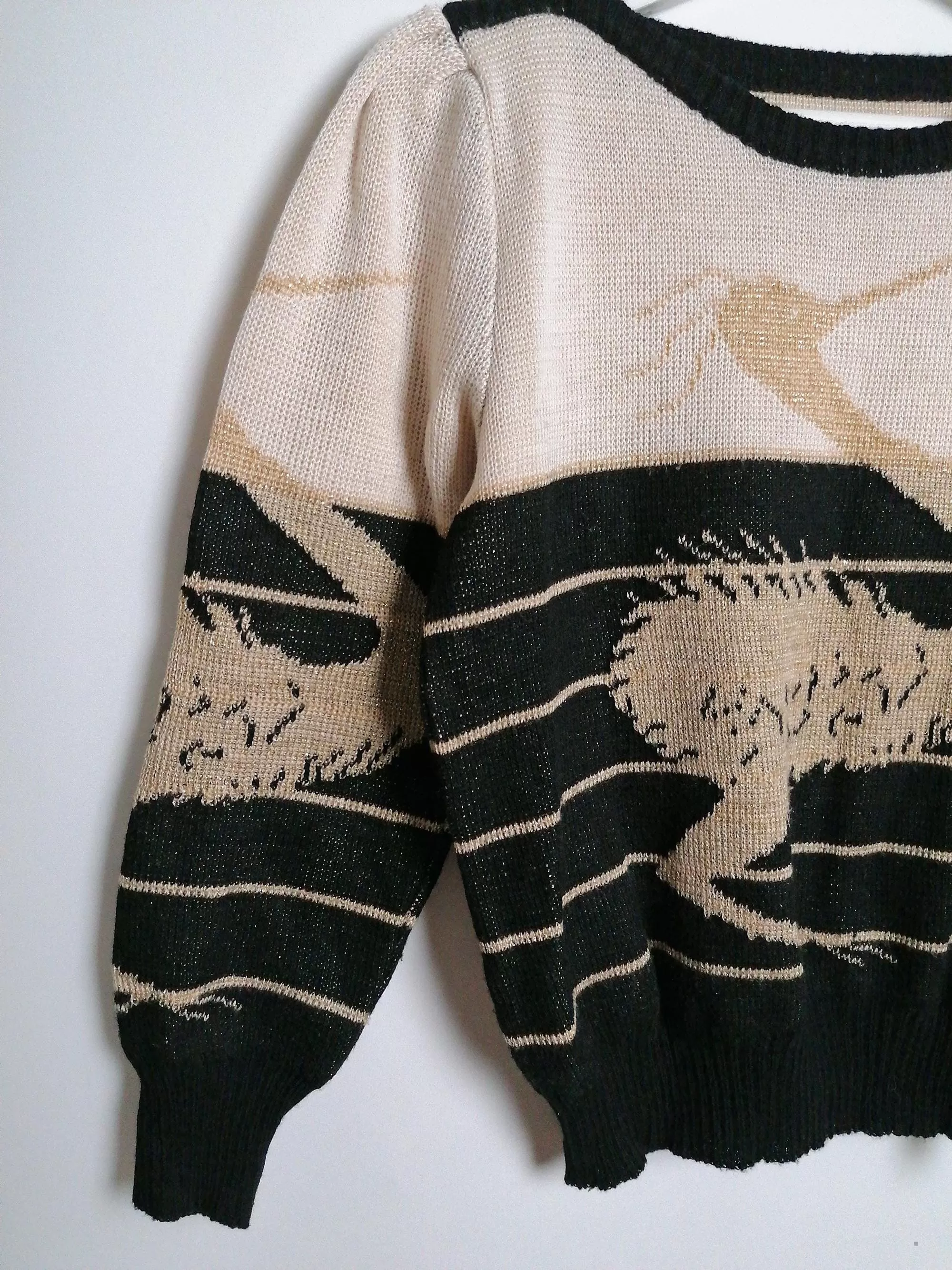 80's Gold Thread Bird Sweater