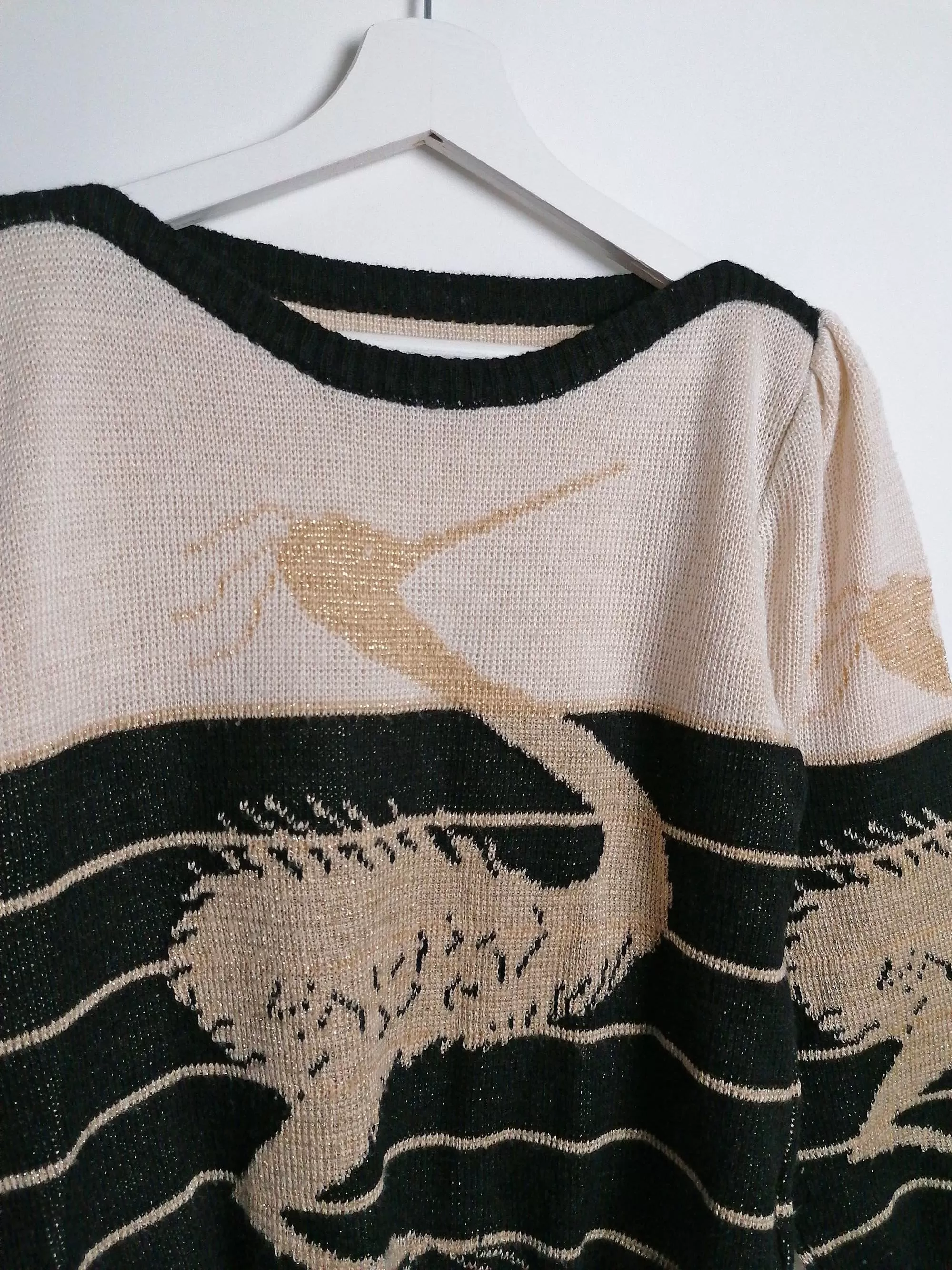 80's Gold Thread Bird Sweater