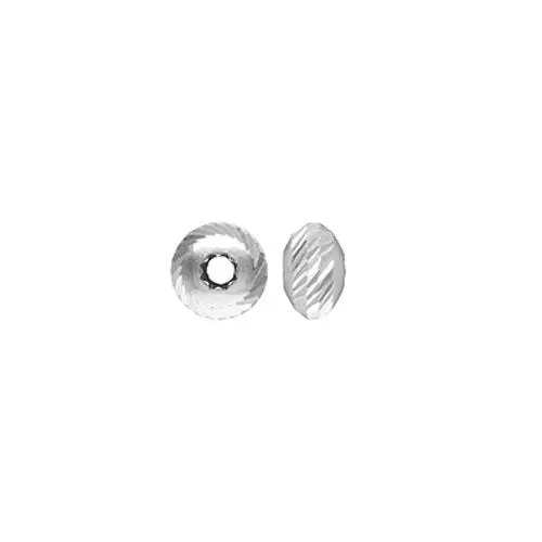 .925 Sterling Silver Saucer Multi-Cut Bead - 3.3x2mm (10 Pack)