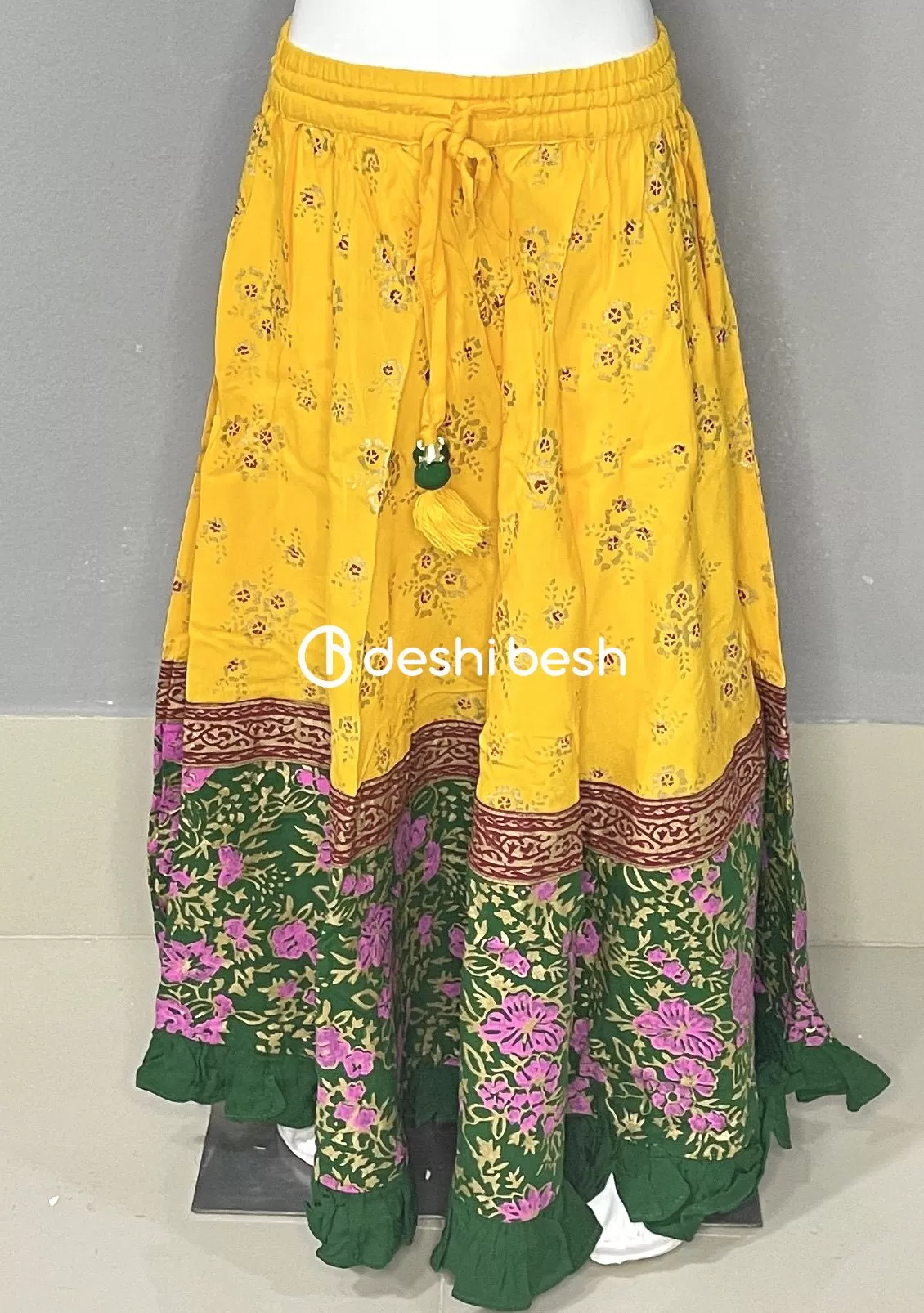 Aarong Printed Embroidered Linen Ghagra Choli