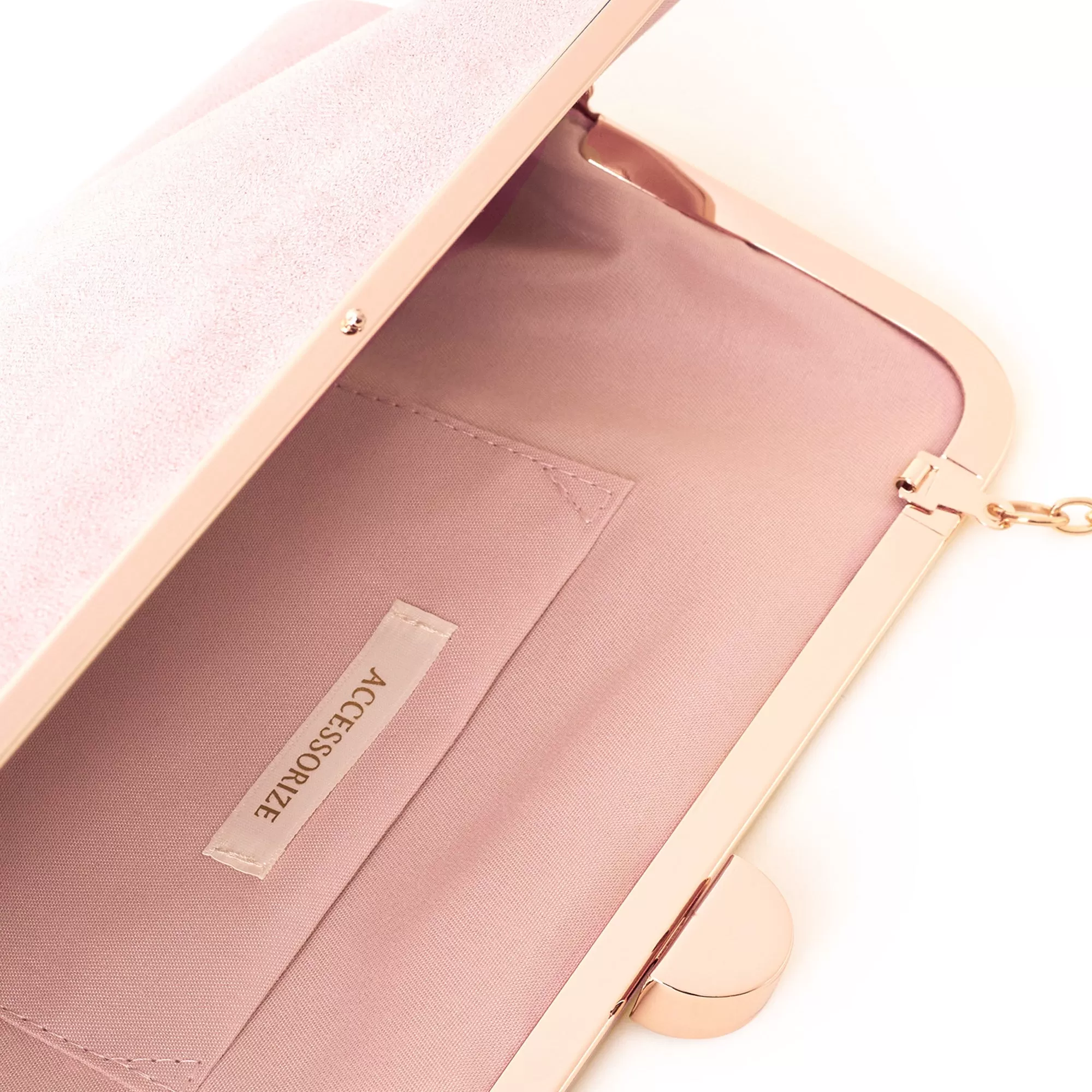 Accessorize London Women's Pink Suedette Clip Frame Clutch Bag