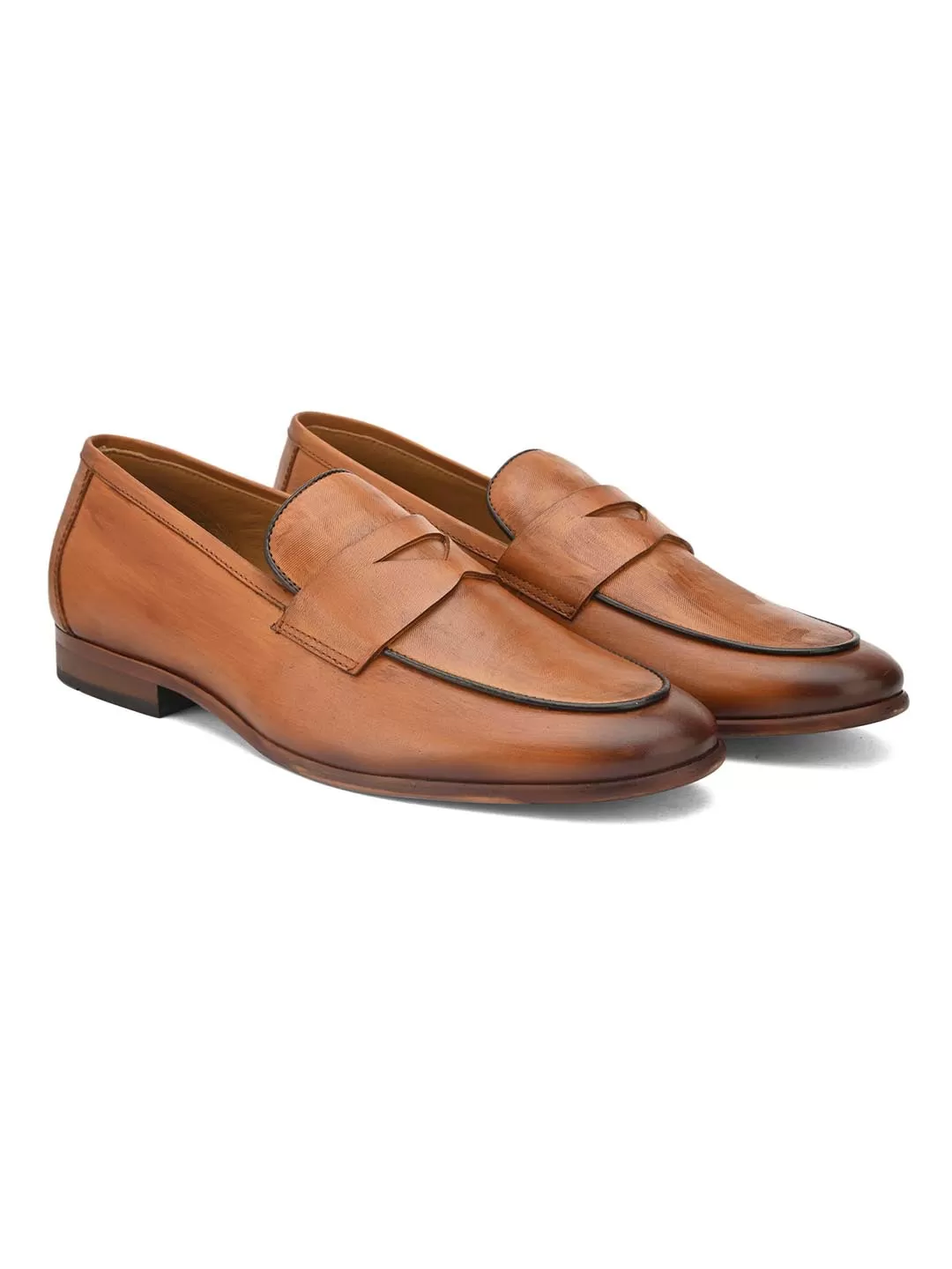 Alberto Torresi Genuine Leather Tan Loafers For Men