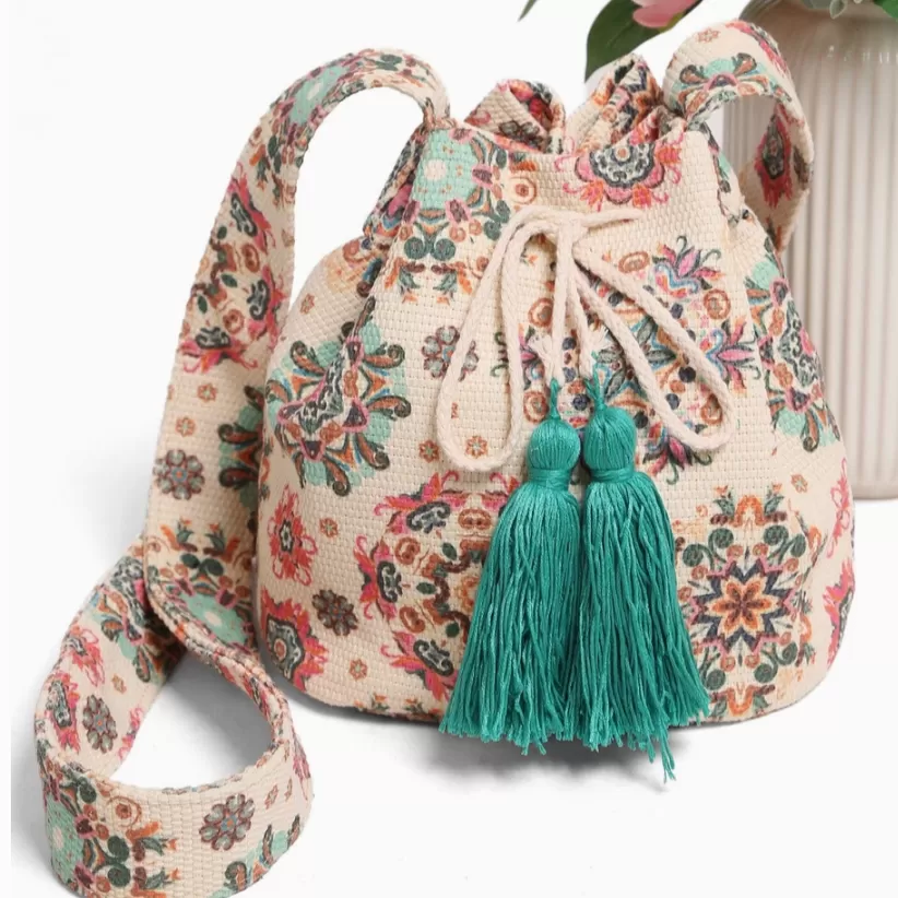 Amelia Patterned Crossbody Bucket Bag