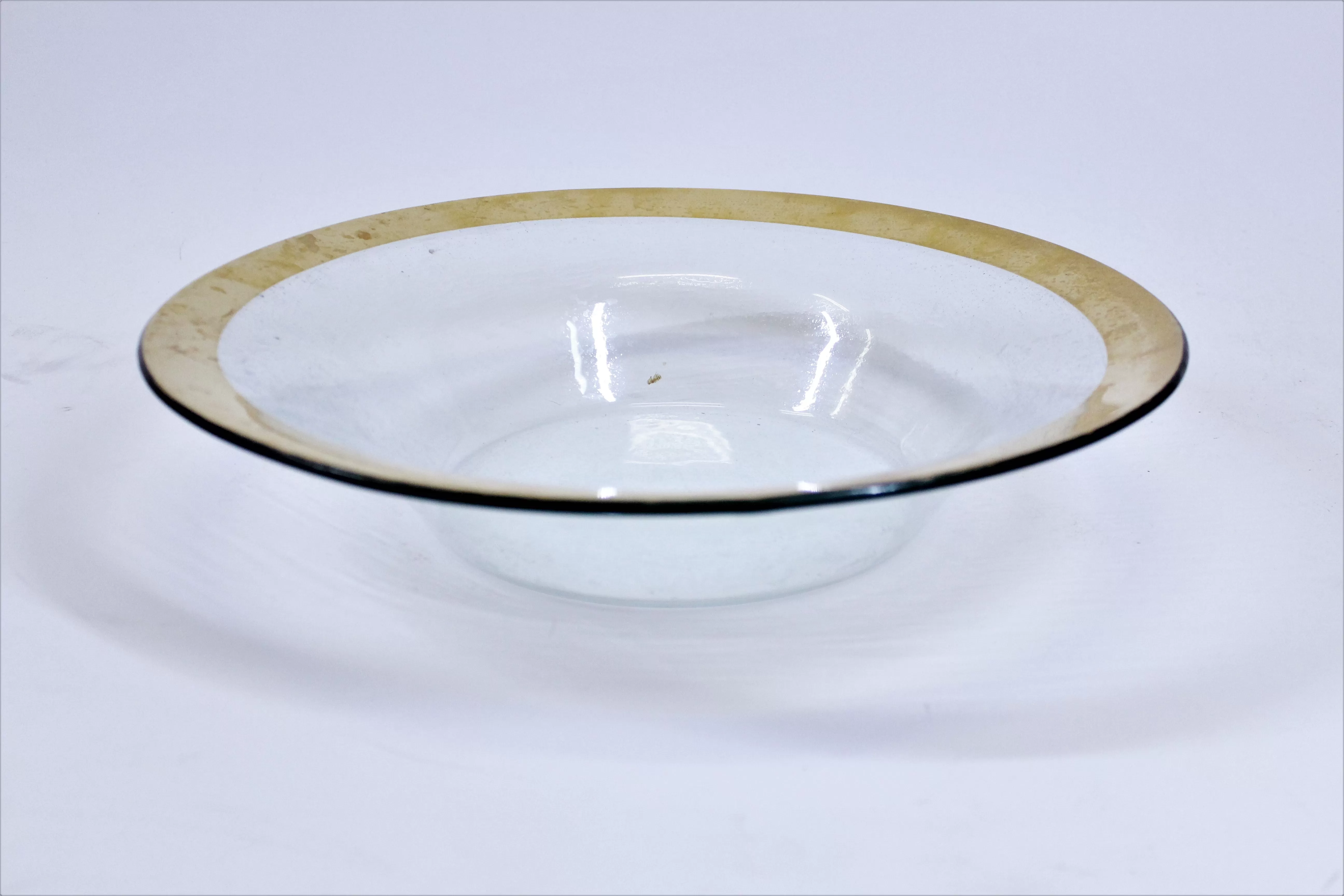 Annieglass Serving Bowl with Gold Trim