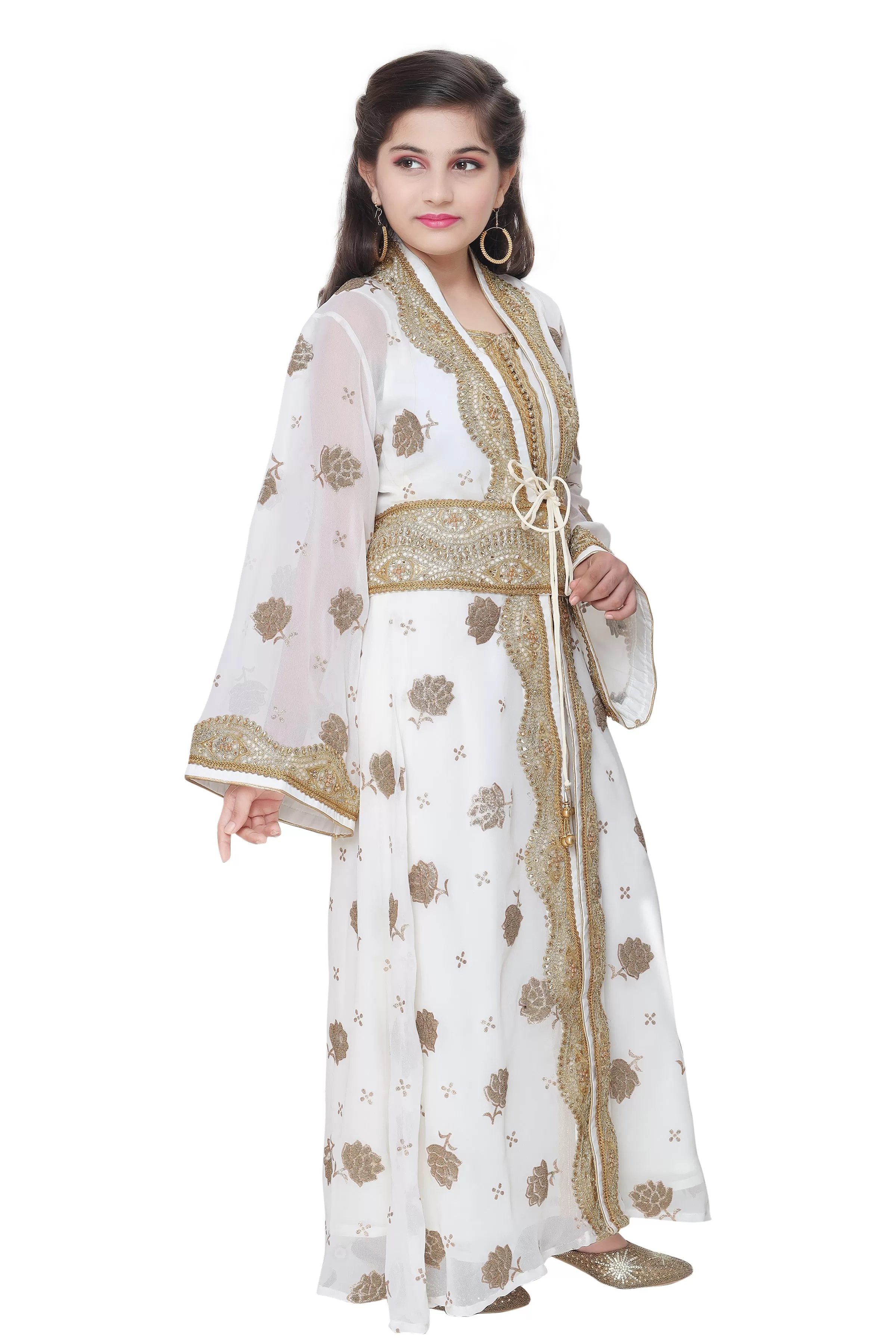 Arabian Kaftan Golden Embroidered Dress