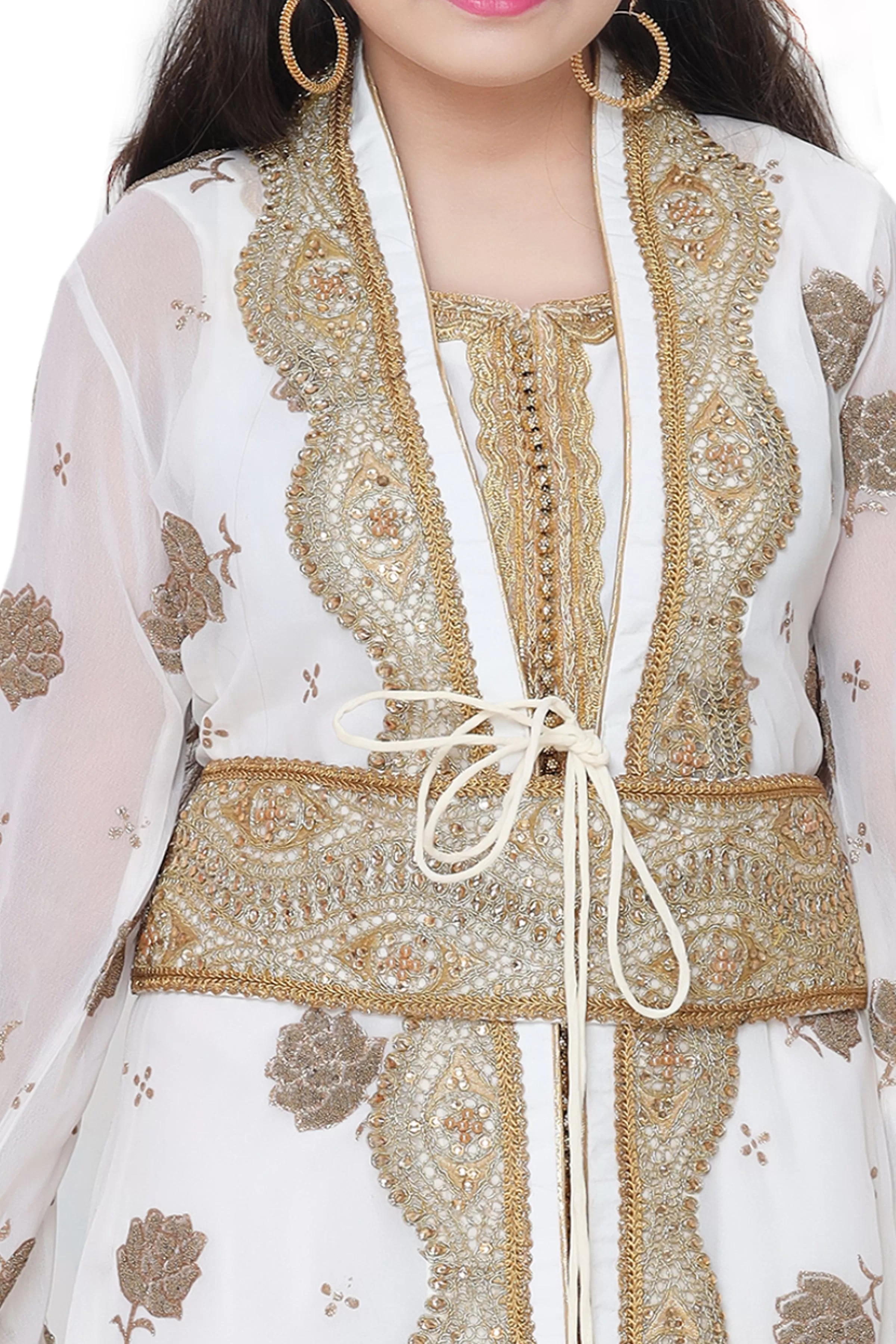 Arabian Kaftan Golden Embroidered Dress