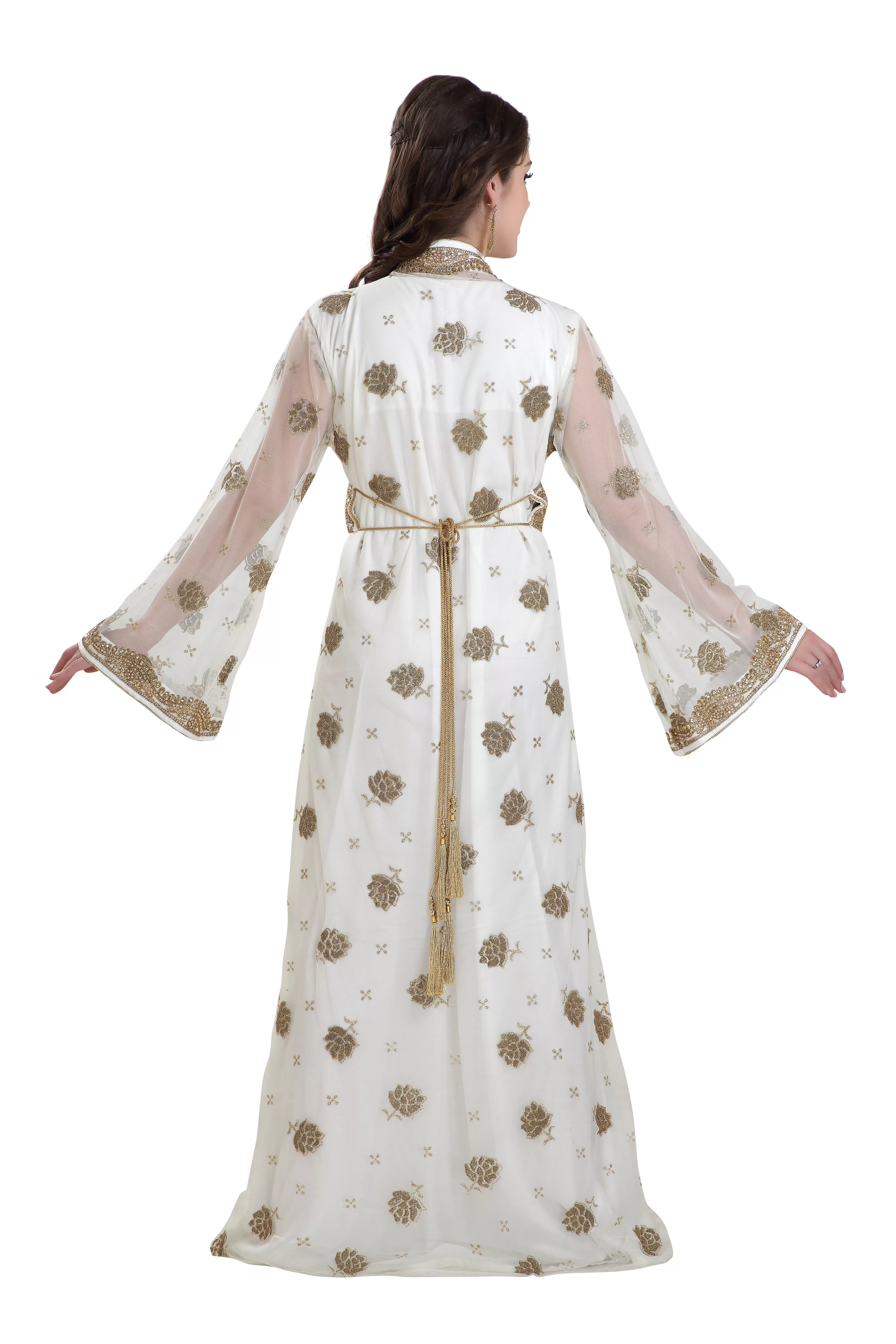 Arabian Kaftan Golden Embroidered Dress