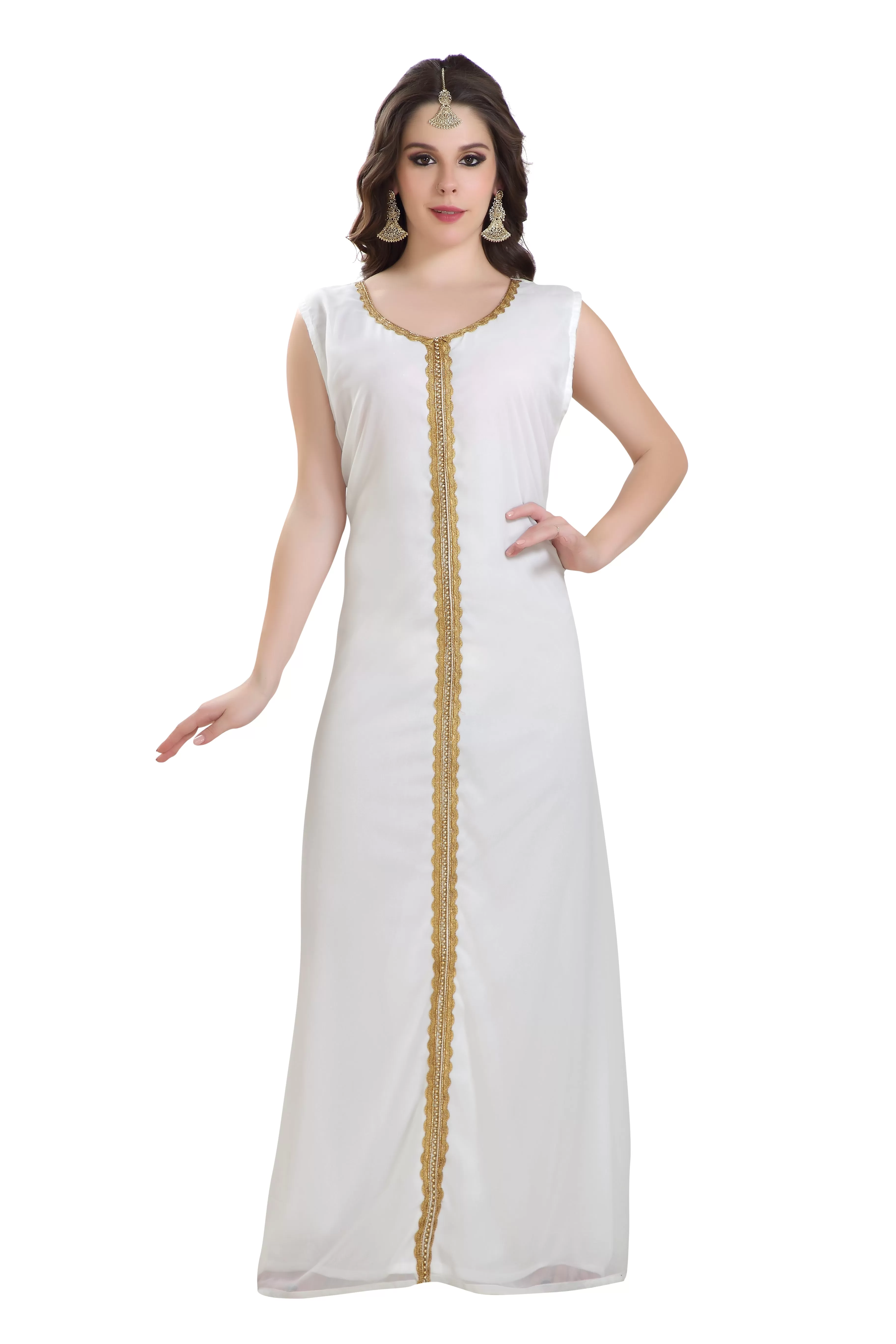 Arabian Kaftan Golden Embroidered Dress