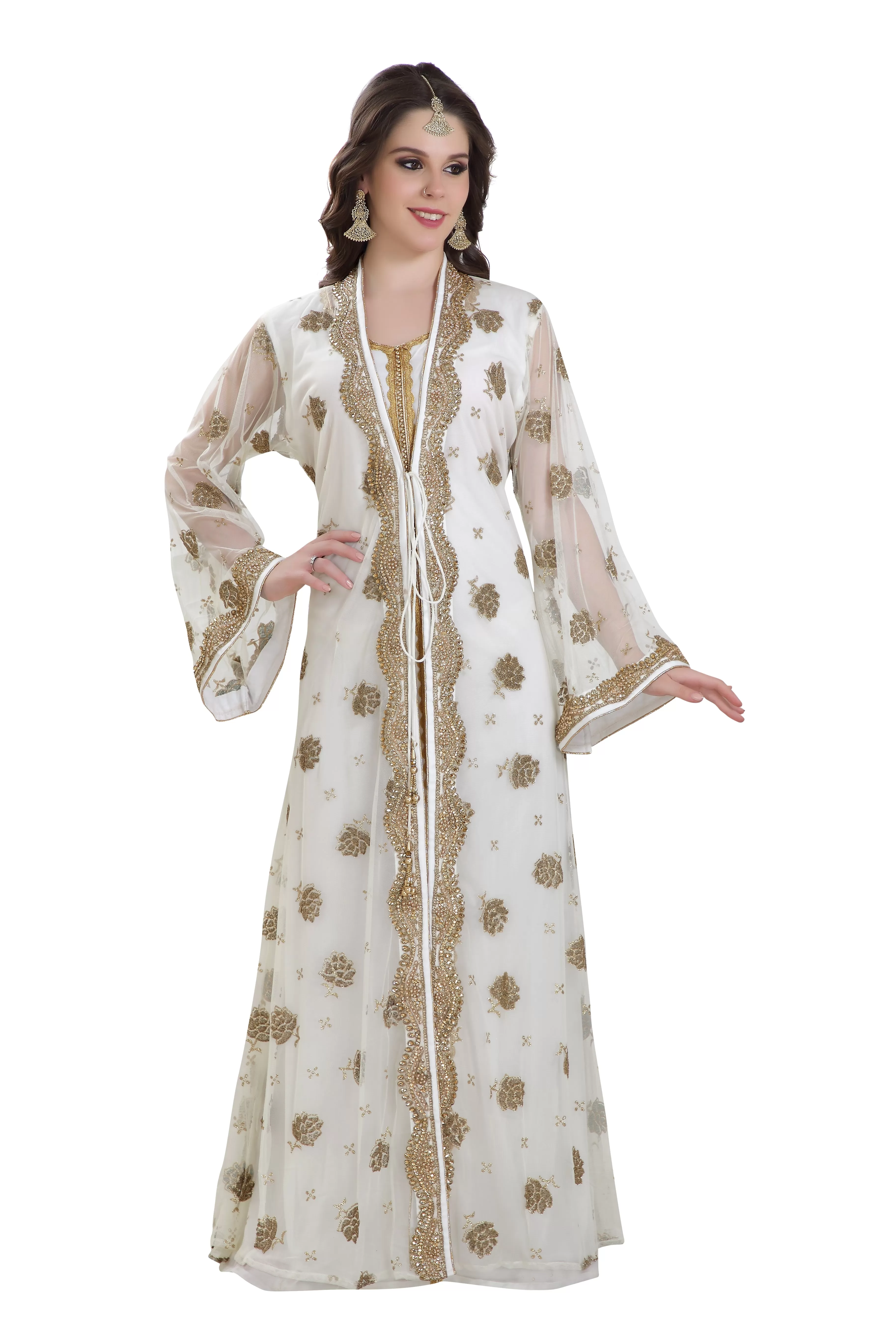 Arabian Kaftan Golden Embroidered Dress