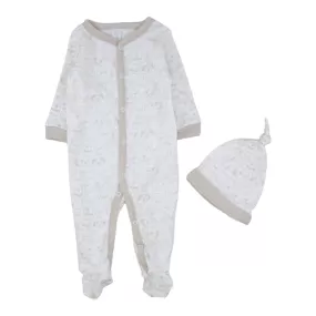 Baby Kiss 2 Pc Footed Sleeper And Caps Set - Puppies