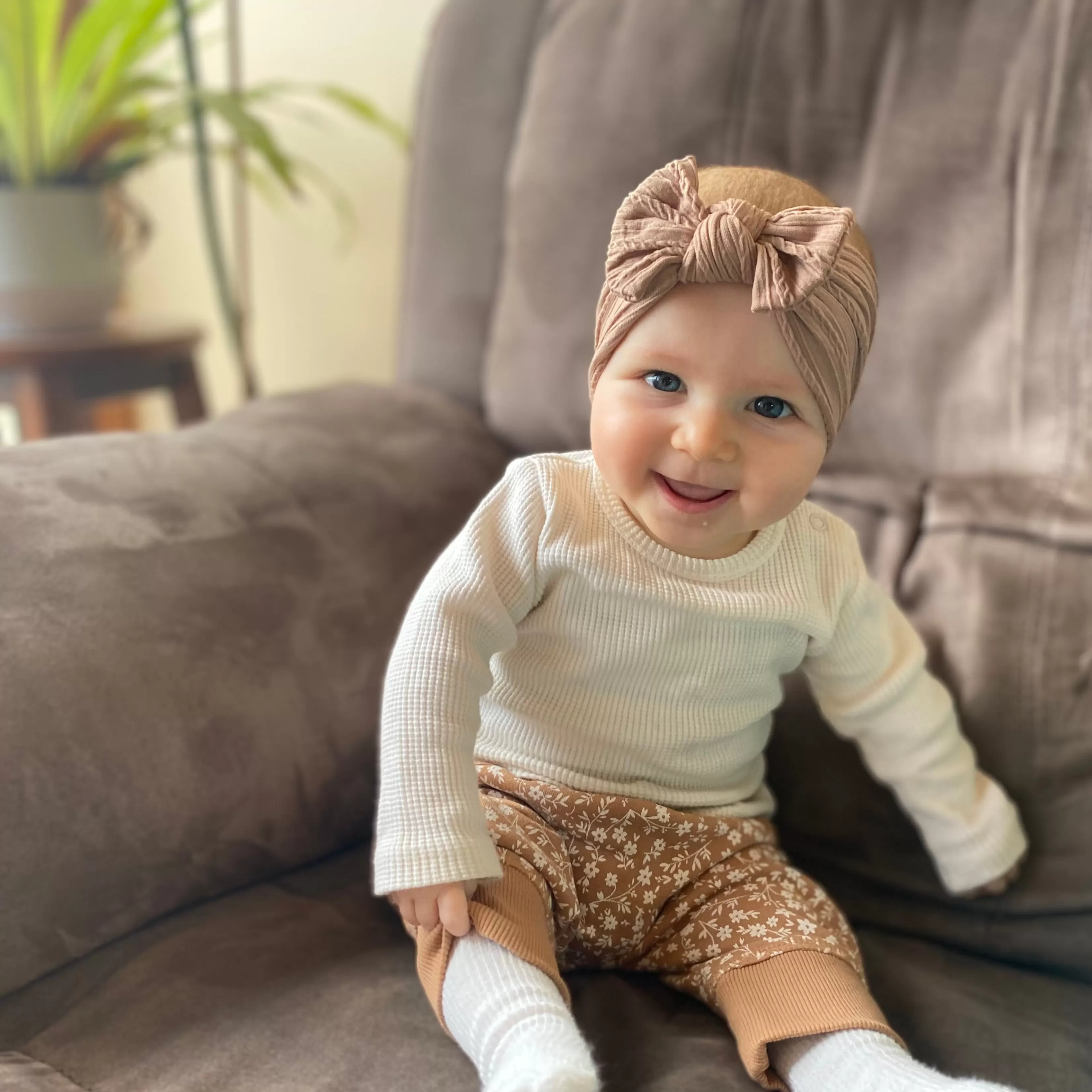 Baby Top Knot Single Bow Headband Coral