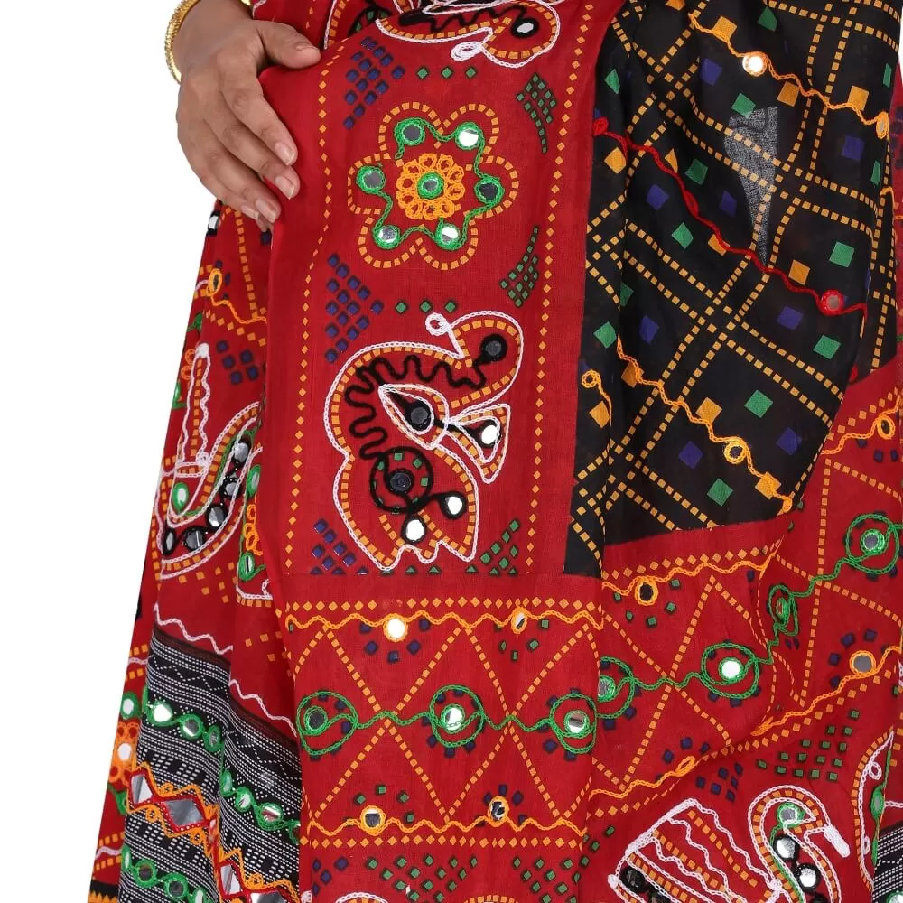 Bandhani Print Chania Choli in Red