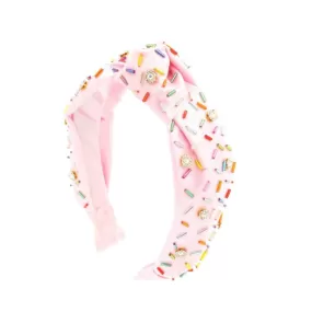 Bari Lynn Shimmer Jeweled Sprinkle Knot Headband - Pink