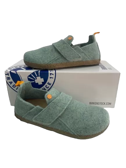 Birkenstock Mint Green Zermatt Kids Wool Felt Slippers Bnib UK 2 EU 34 👼