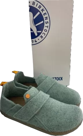 Birkenstock Mint Green Zermatt Kids Wool Felt Slippers Bnib UK 2 EU 34 👼