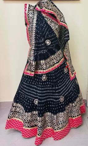 Black Bandhani Gota Patti Lehenga