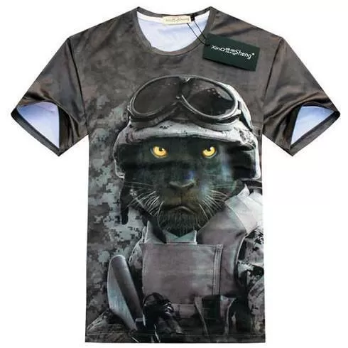 Black Panther Army Print Graphic Tee T-Shirt in Grey | Gifts for Animal Lovers