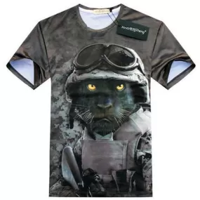 Black Panther Army Print Graphic Tee T-Shirt in Grey | Gifts for Animal Lovers