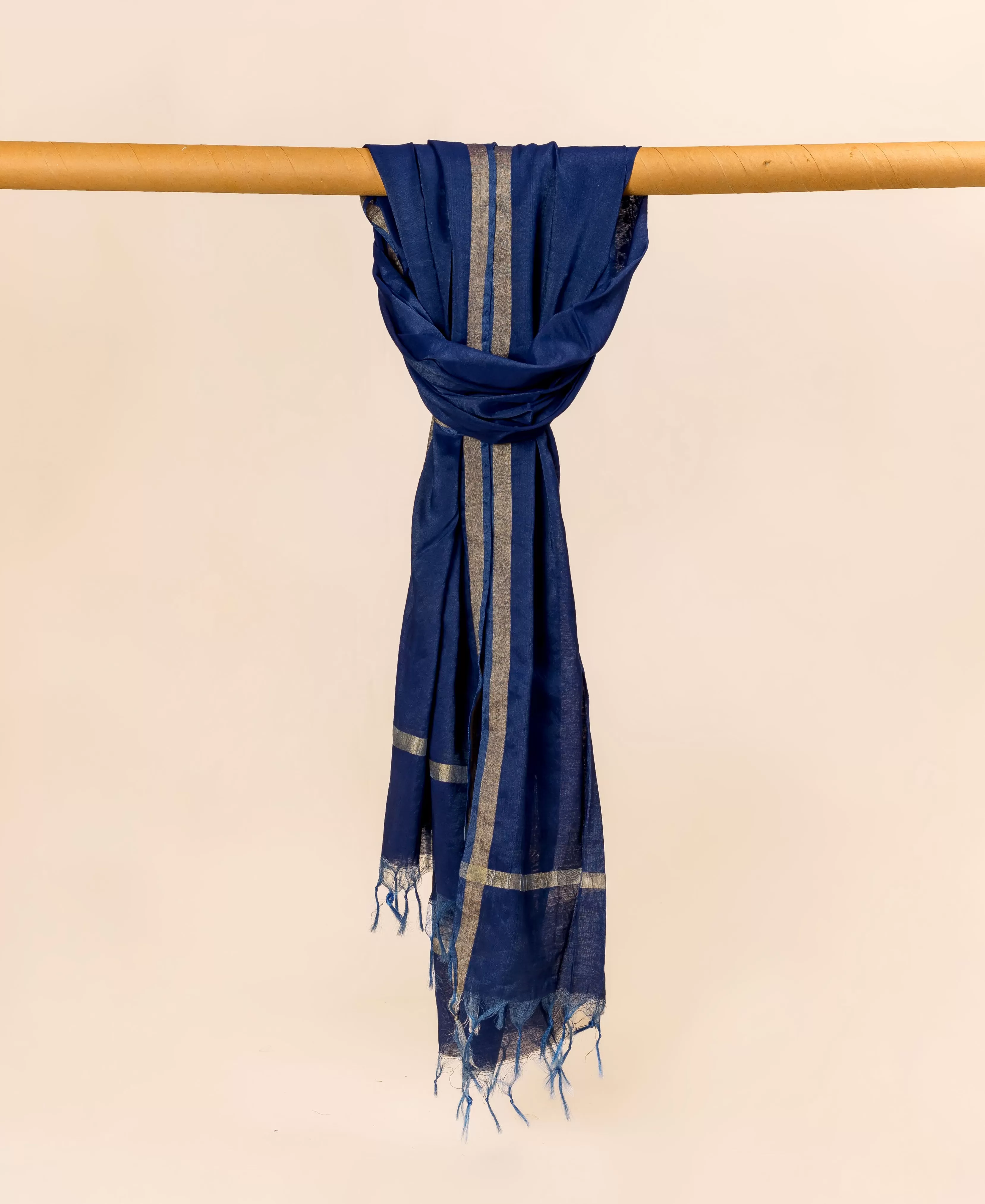 Blue Solid Dyed Chanderi Dupatta