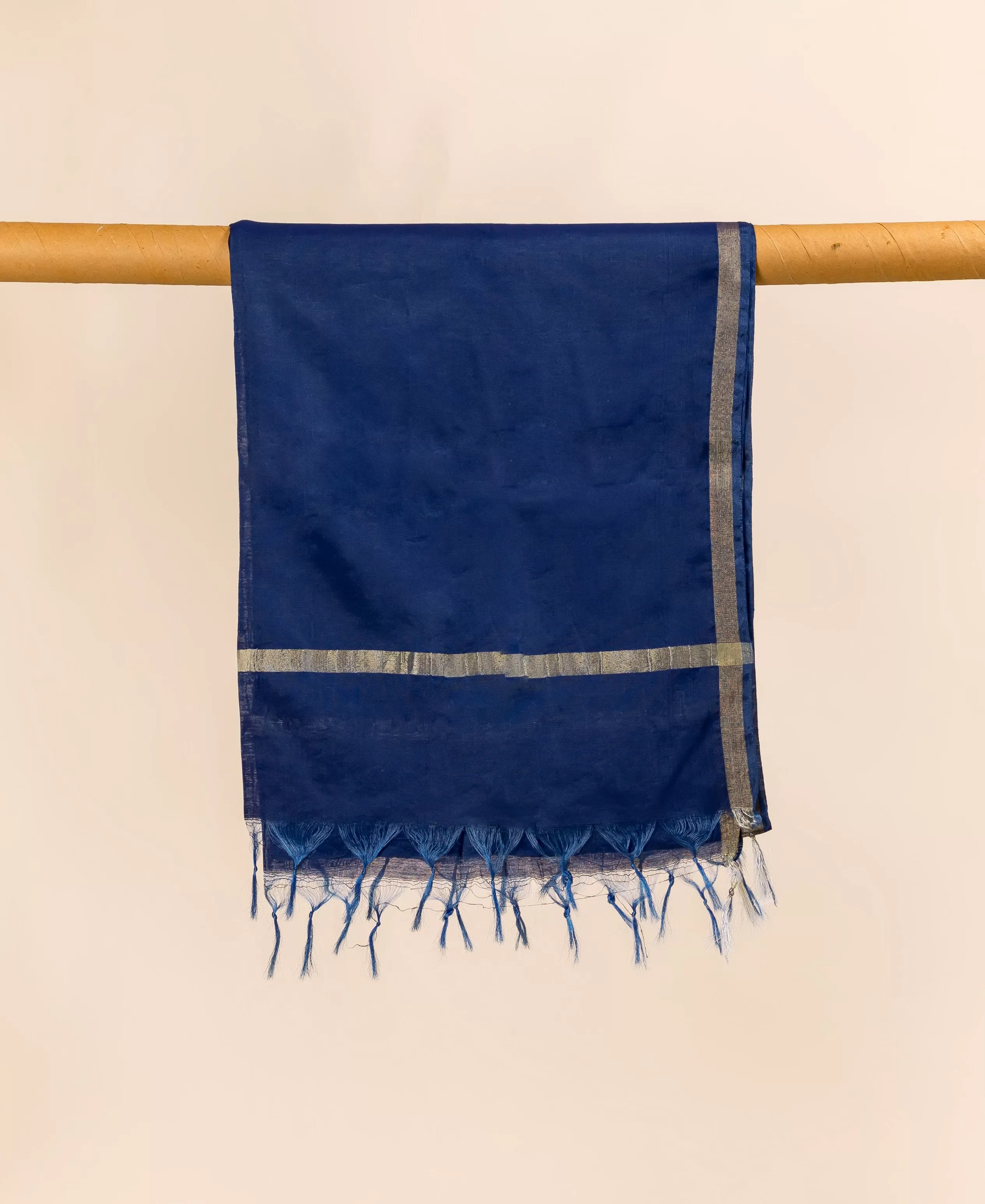 Blue Solid Dyed Chanderi Dupatta