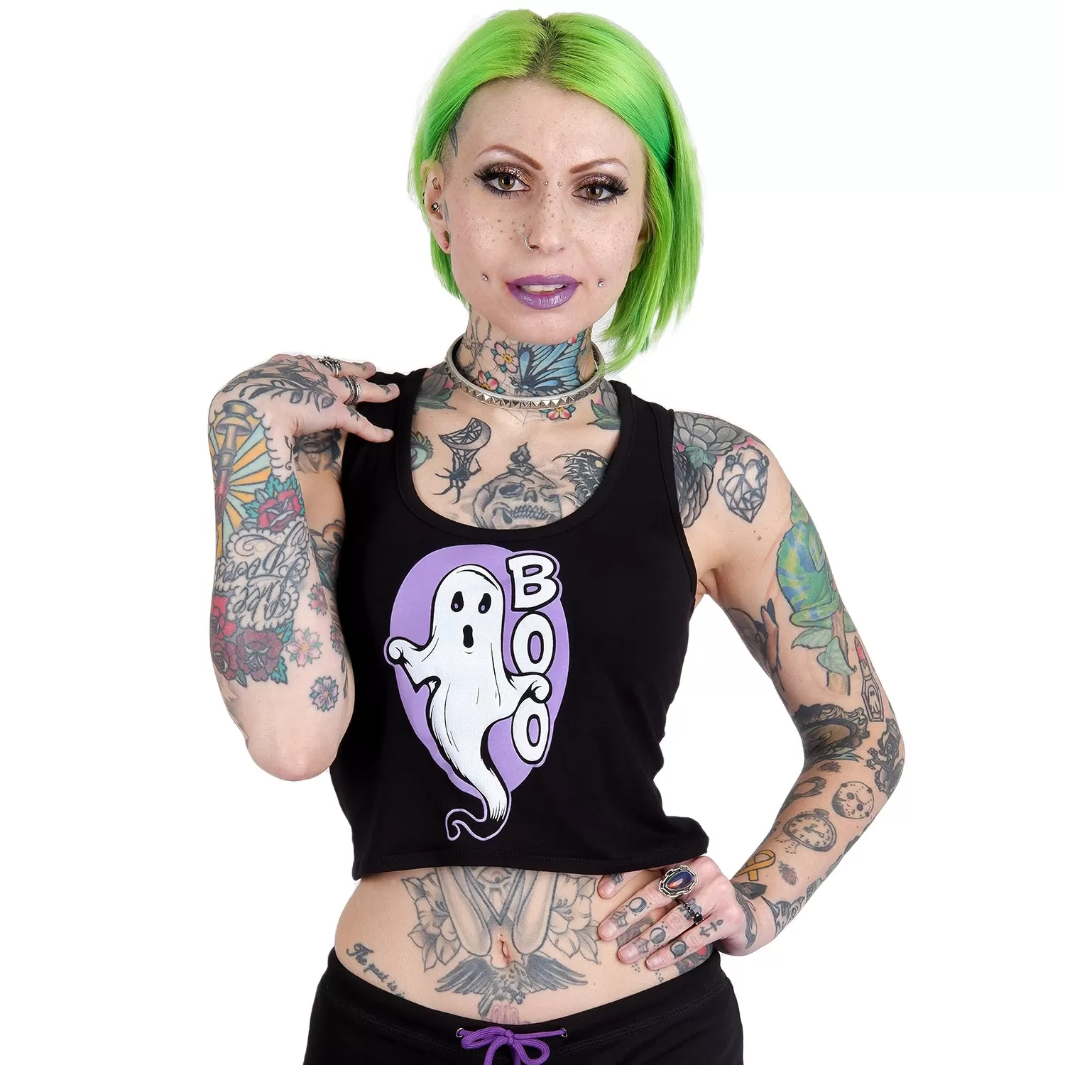 Boo! Spooky Ghost Cropped Tank Top