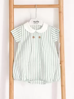 Boys Rapife Sage Stripe Peter Pan Romper