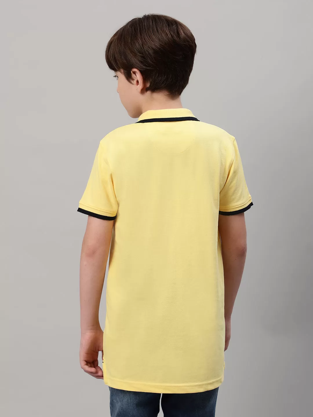 Boy's Yellow Solid T-Shirt