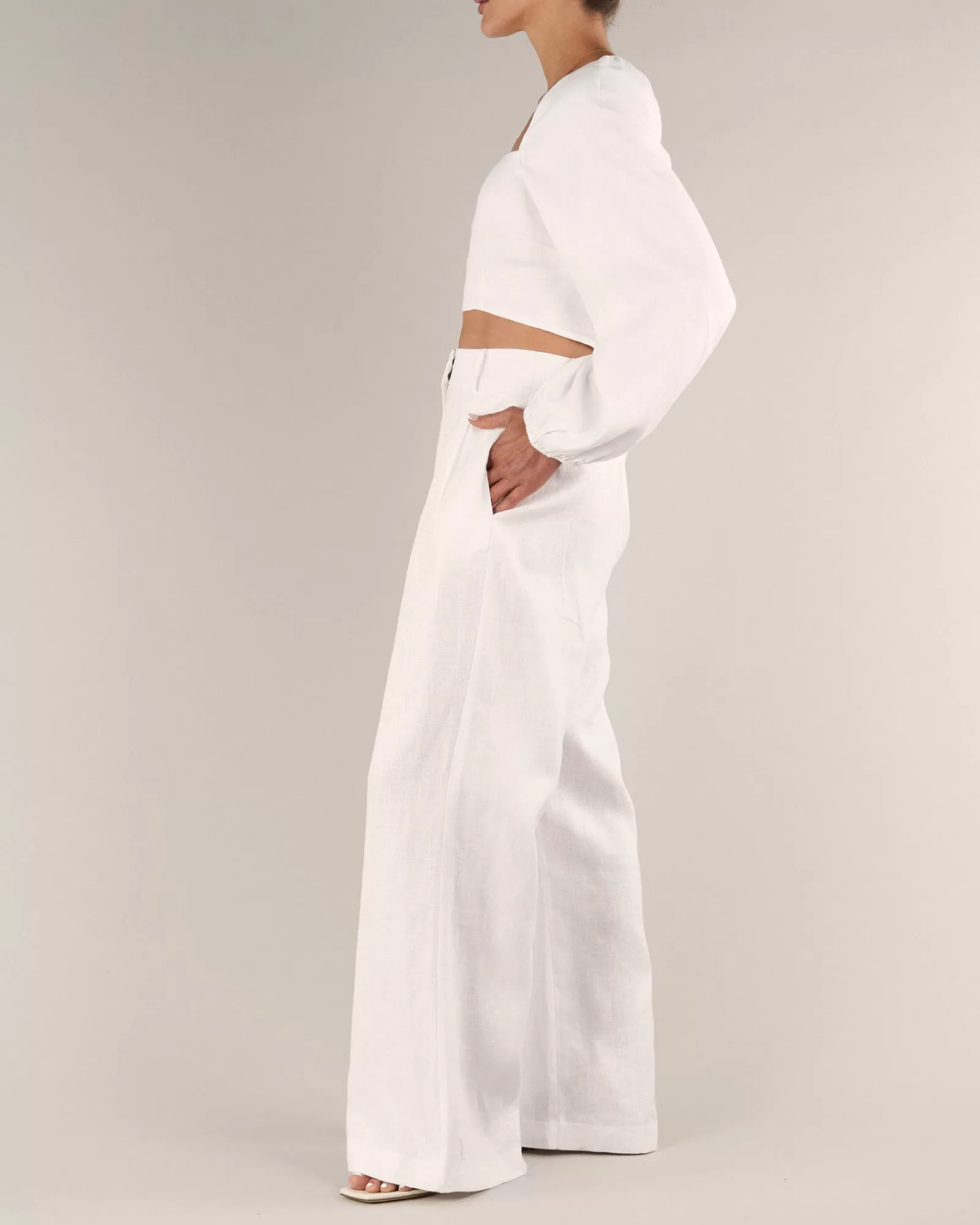 Bridgette Linen Pant - White