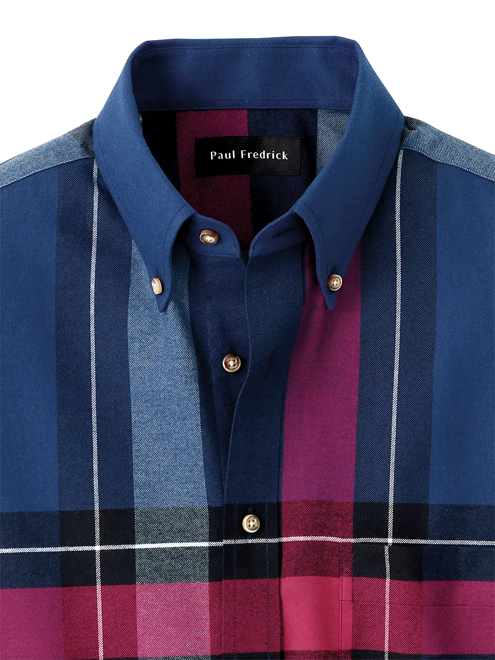 Brushed Twill Plaid Casual Shirt - Navy