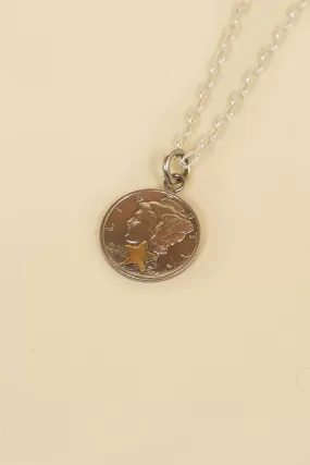 Button Works Mercury Dime Coin Necklace - Star