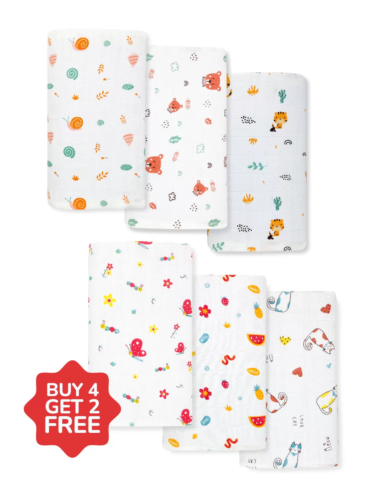 Buy 4 Get 2 Free - NewYear OFFER 100%  Muslin Swaddle