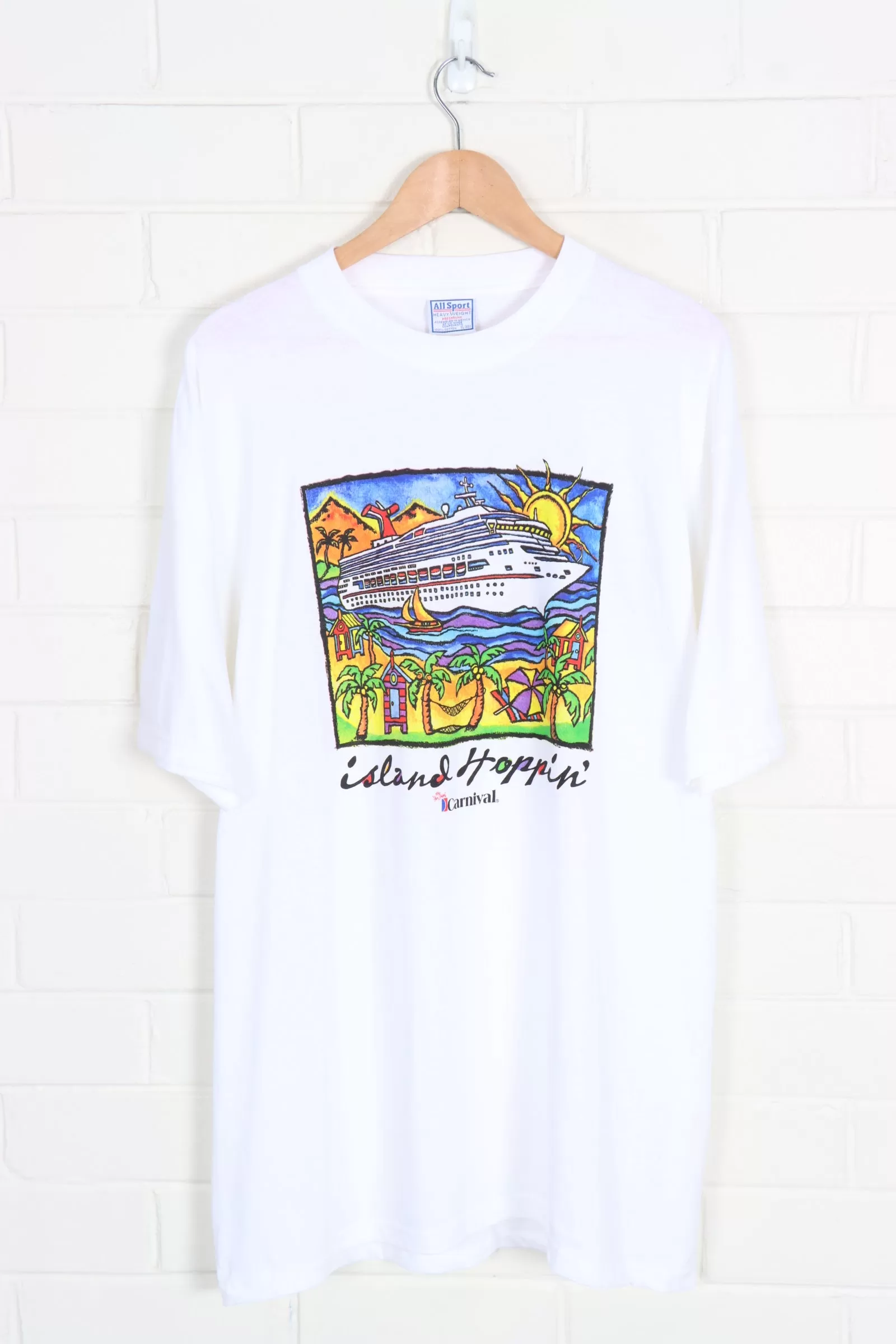 Carnival Cruises 'Island Hoppin' Colourful Boat Destination Tee (XL)