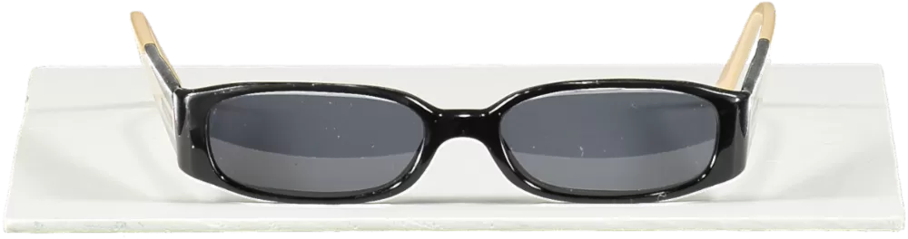 Chanel Black Black/beige Vintage 3122 Logo Arm Slim Sunglasses