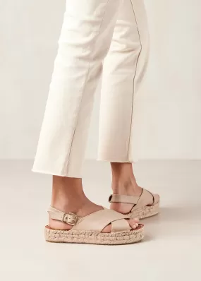 Crossed Corn Cream Vegan Leather Espadrilles