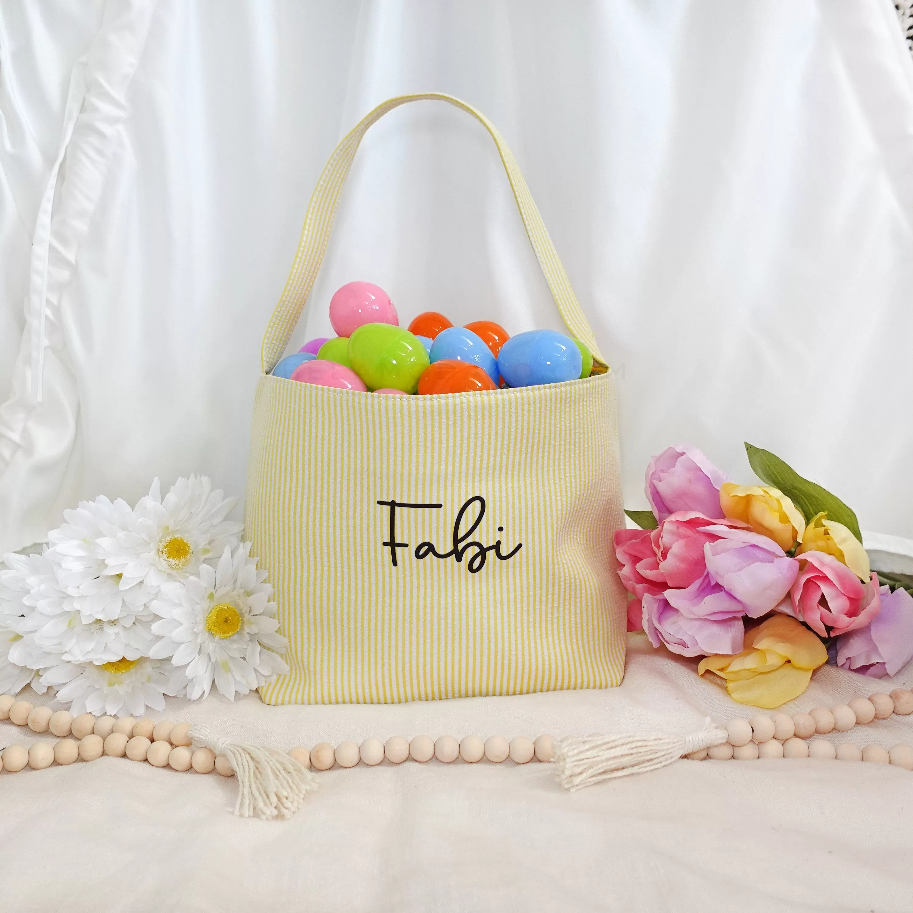 Custom Canvas Seersucker Easter Baskets