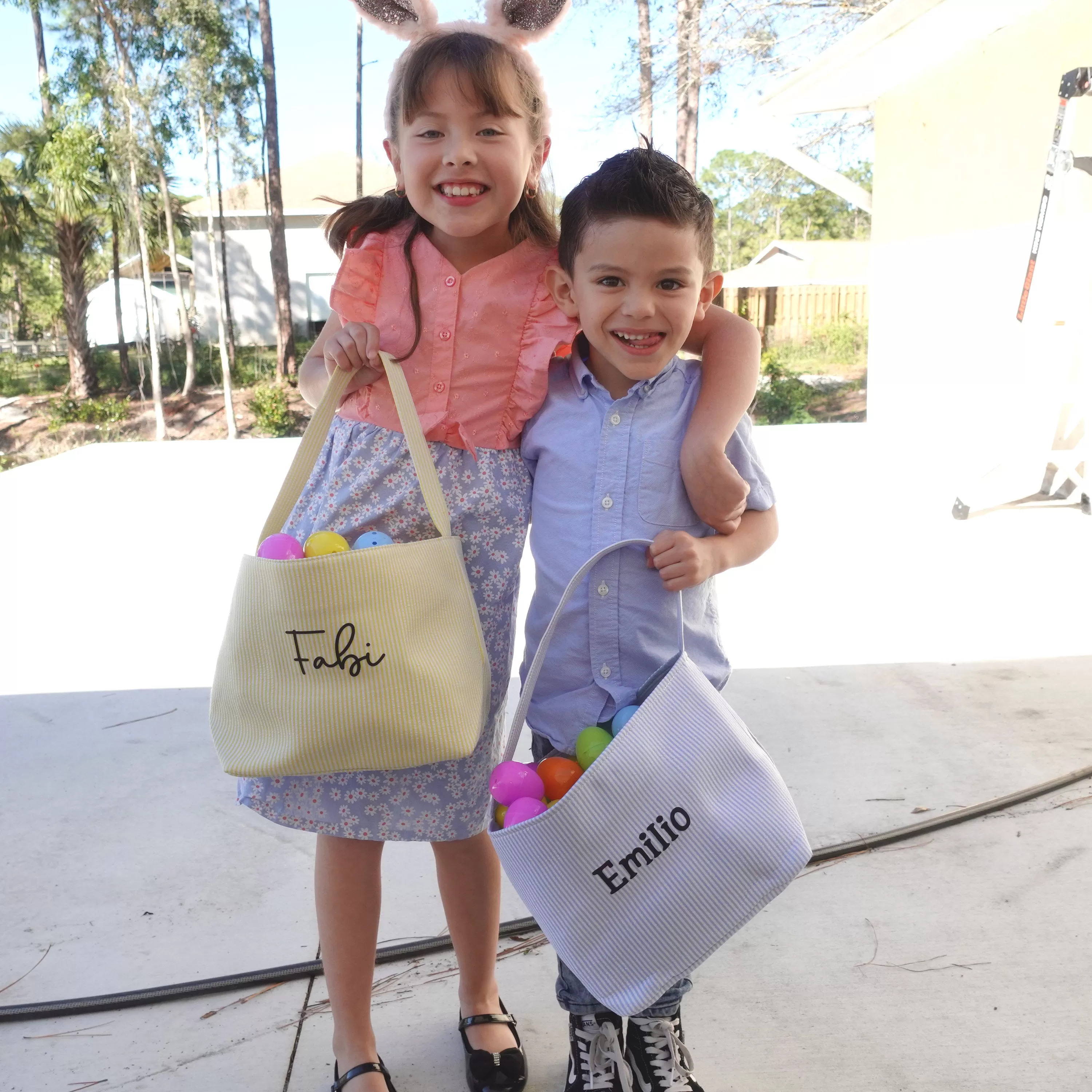 Custom Canvas Seersucker Easter Baskets