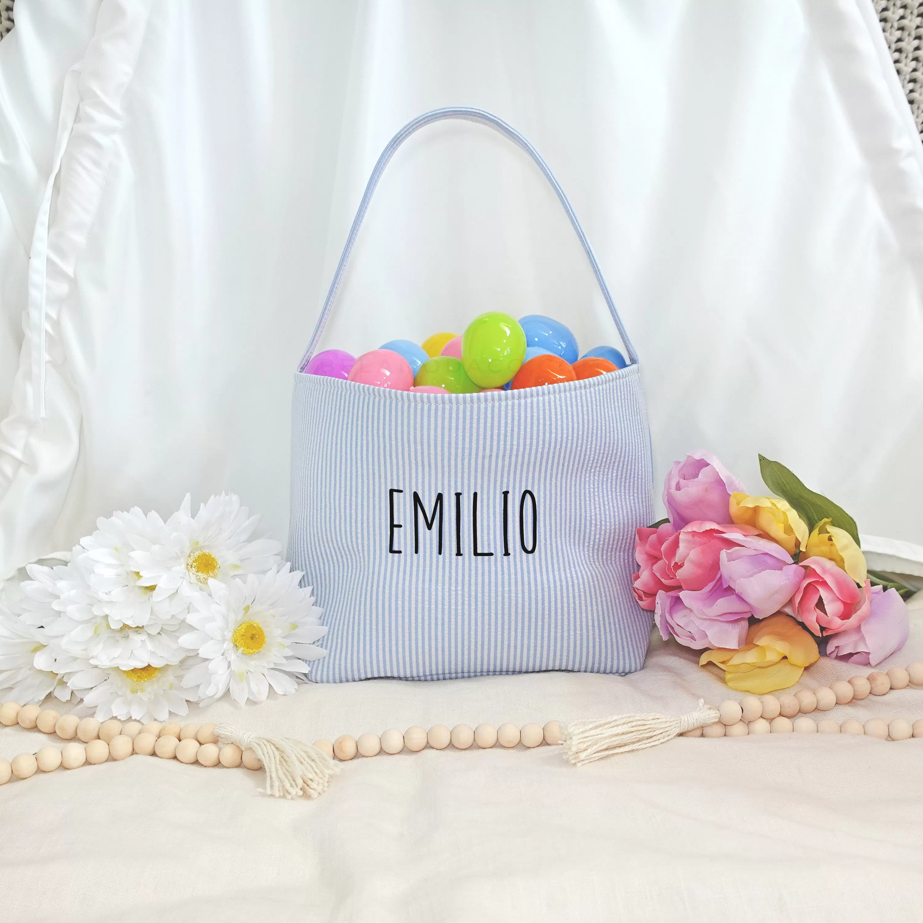 Custom Canvas Seersucker Easter Baskets