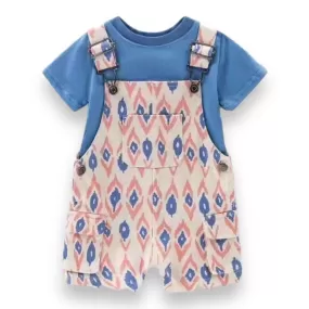 Cute Koala 2 Pc Dungaree & T-Shirt Set - Geometric