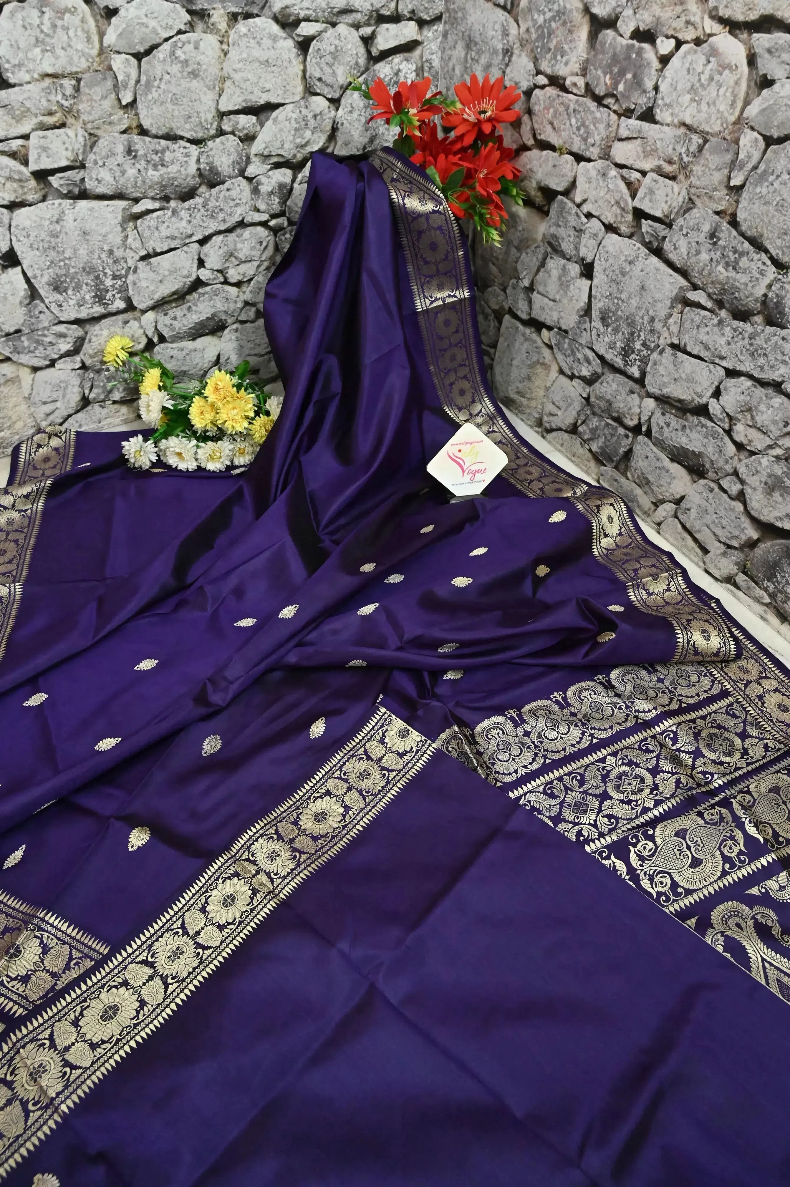 Deep Eggplant Color Pure Baluchari Silk Saree