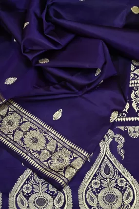 Deep Eggplant Color Pure Baluchari Silk Saree