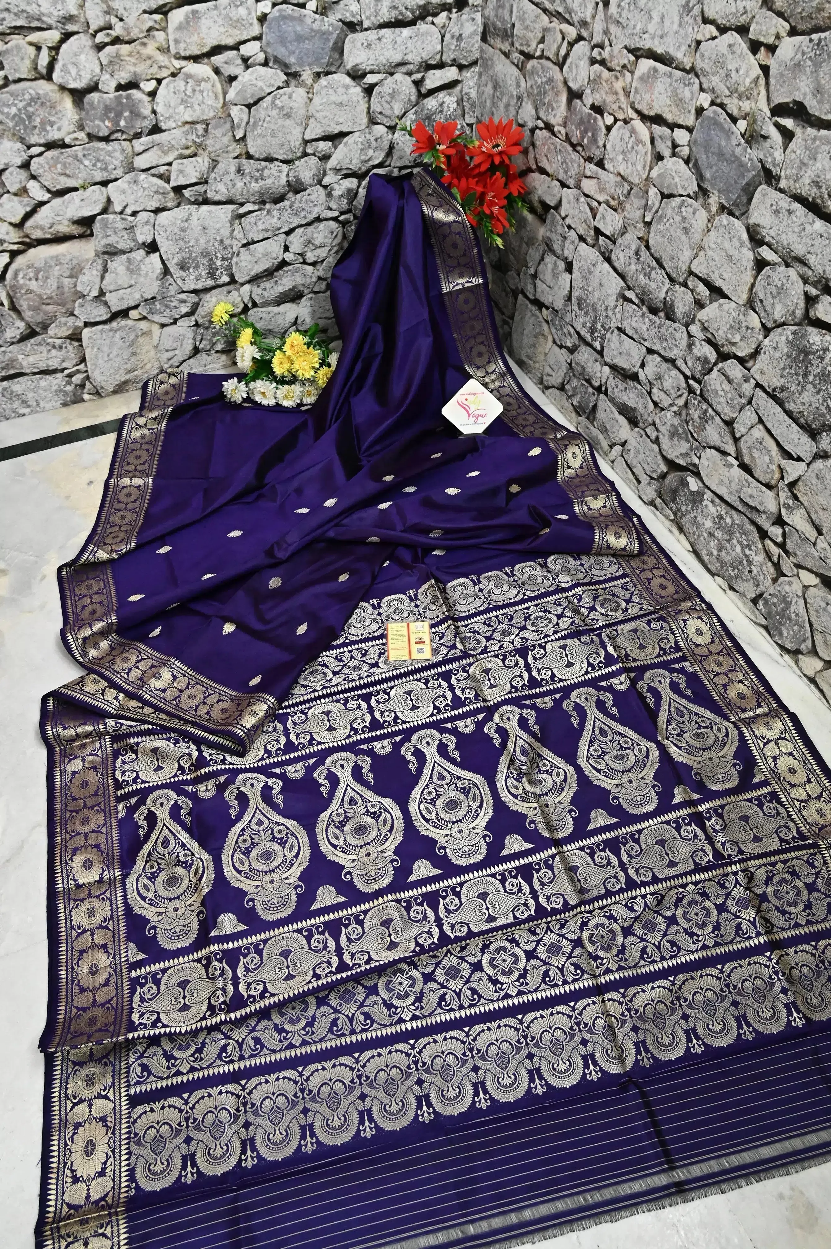 Deep Eggplant Color Pure Baluchari Silk Saree