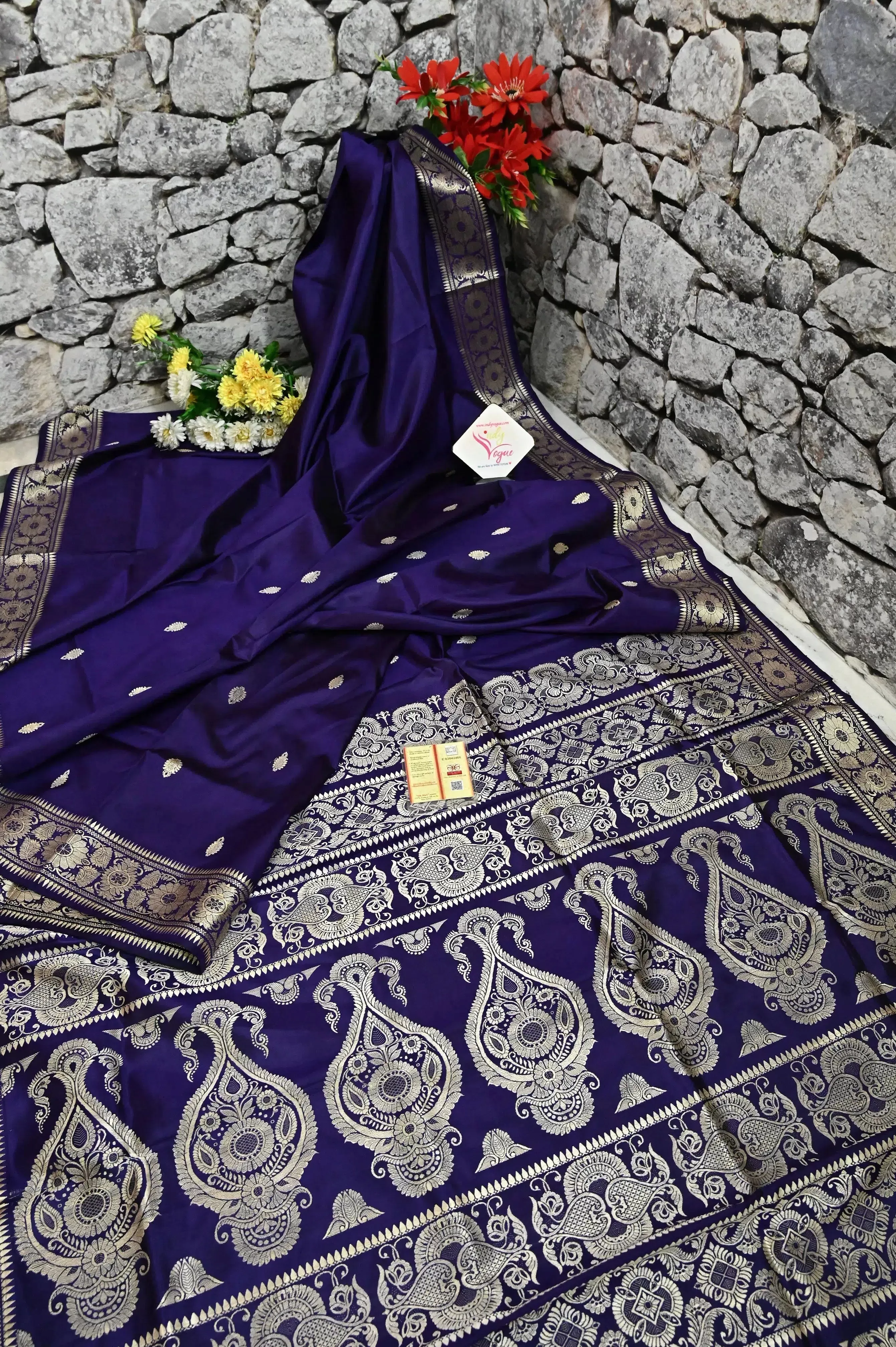 Deep Eggplant Color Pure Baluchari Silk Saree