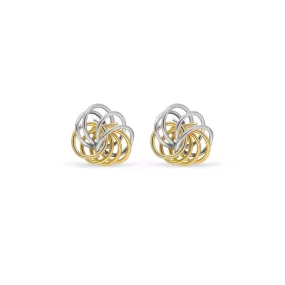 Ear Sense Earring FT619-1 Tri Colour Love Knot Stud Earrings